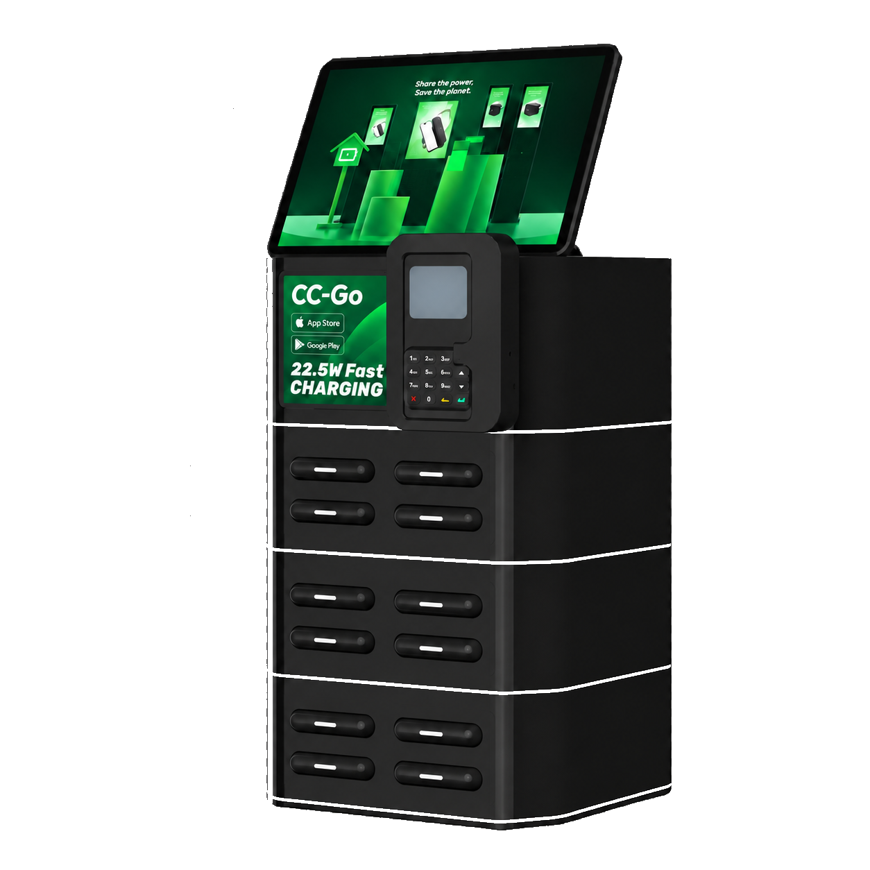 12-slot CoreCharge Go POS shared power bank rental station